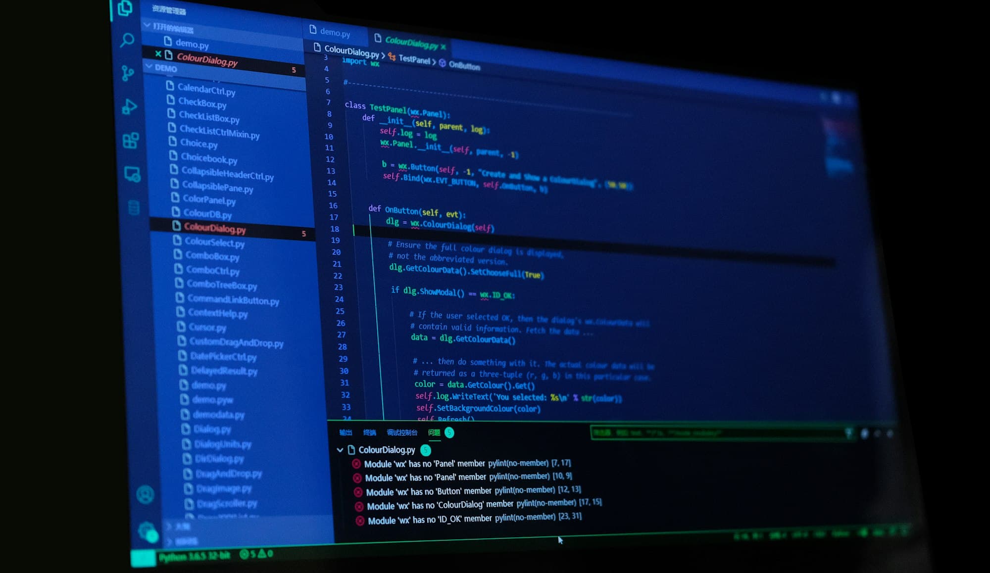 Source code in an editor on a monitor